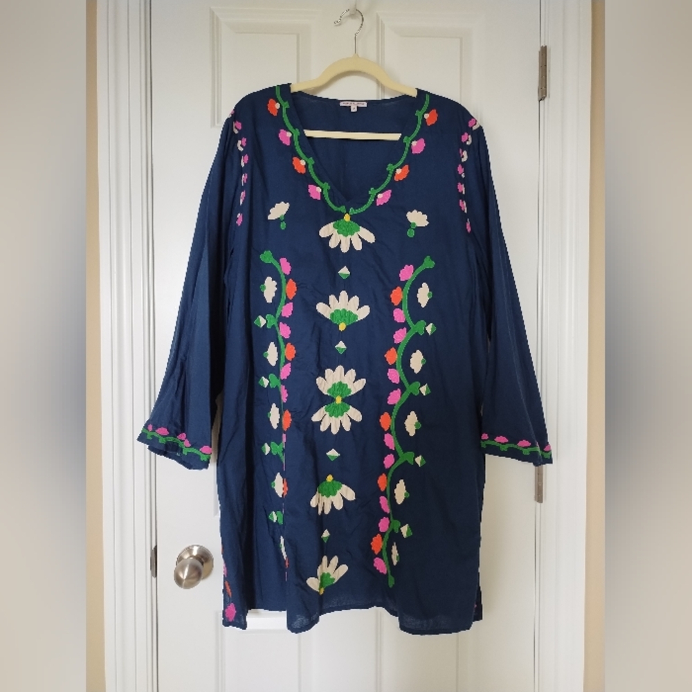 Frances Valentine Navy Floral Swim Coverup